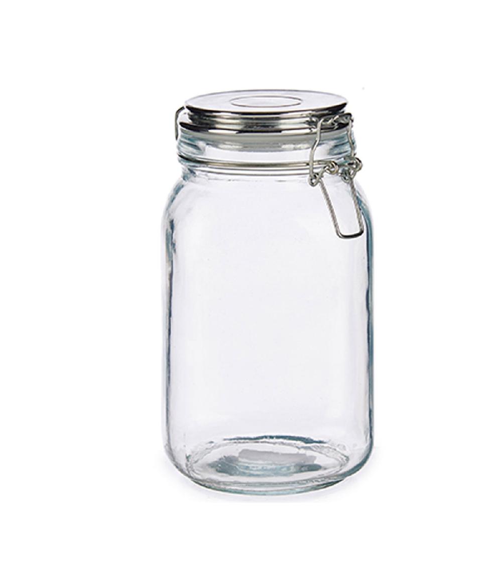 wadiga Bocal Cuisine Hermétique en Verre Couvercle Clip Métal Chromé - 1.5L
