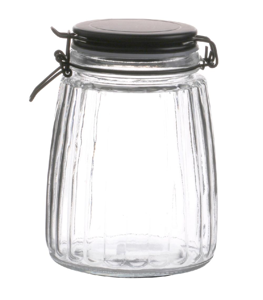 wadiga Bocal cuisine hermétique en verre couvercle clip noir 1.5L