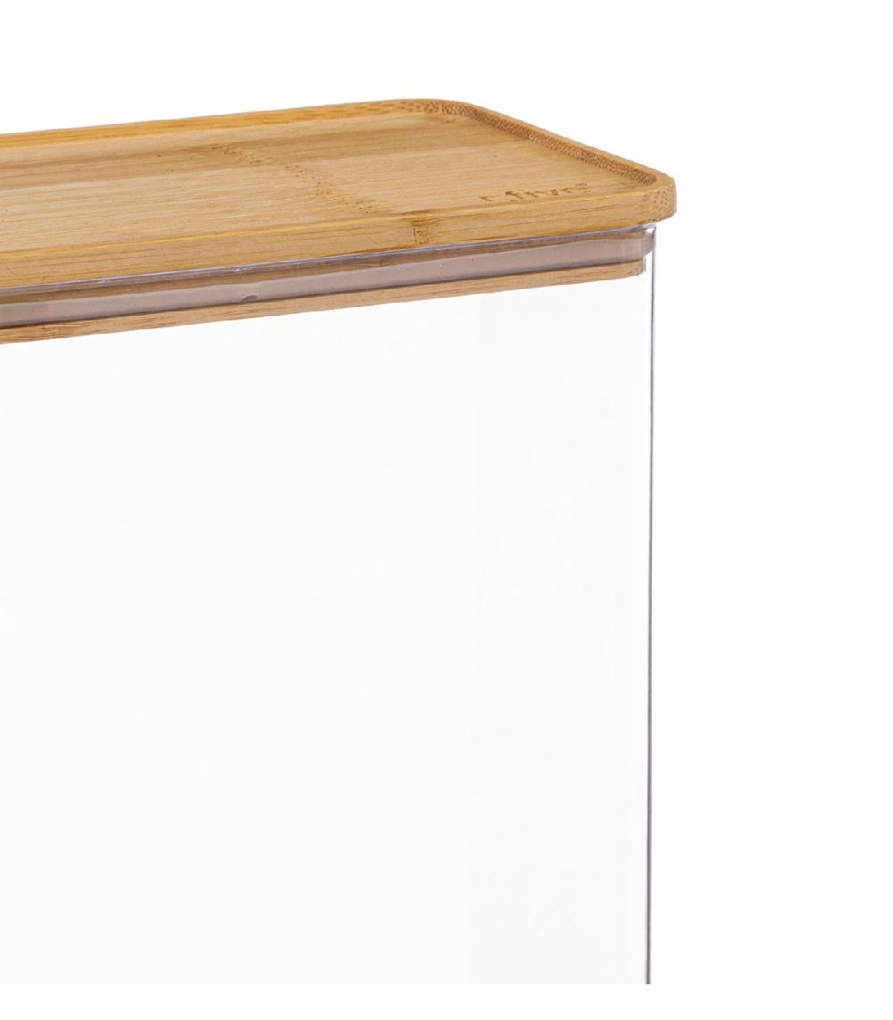 Wadiga Bocal Cuisine Rectangulaire En Plastique Avec Bouchon Bambou - 4.3L