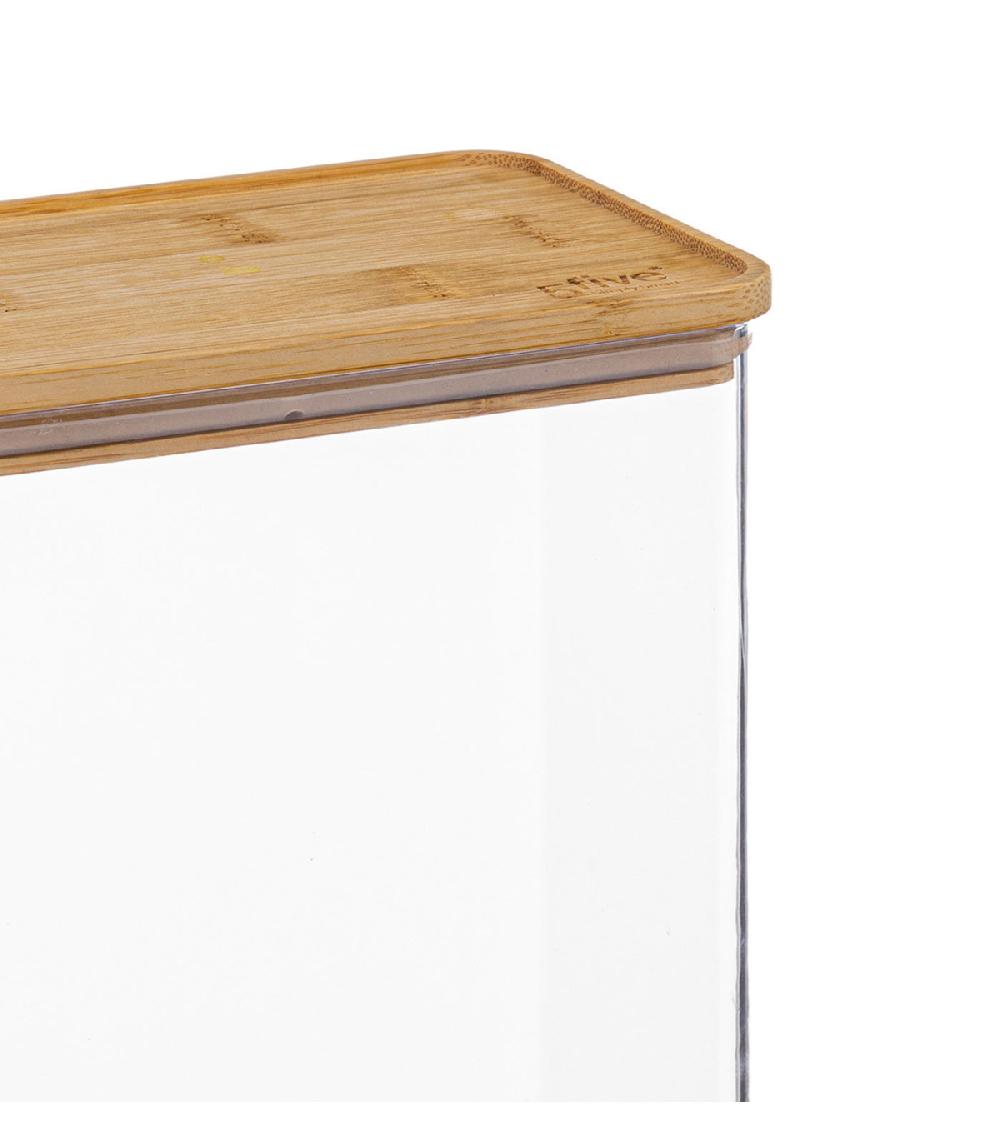 Wadiga Bocal Cuisine Rectangulaire En Plastique Avec Bouchon Bambou - 3L