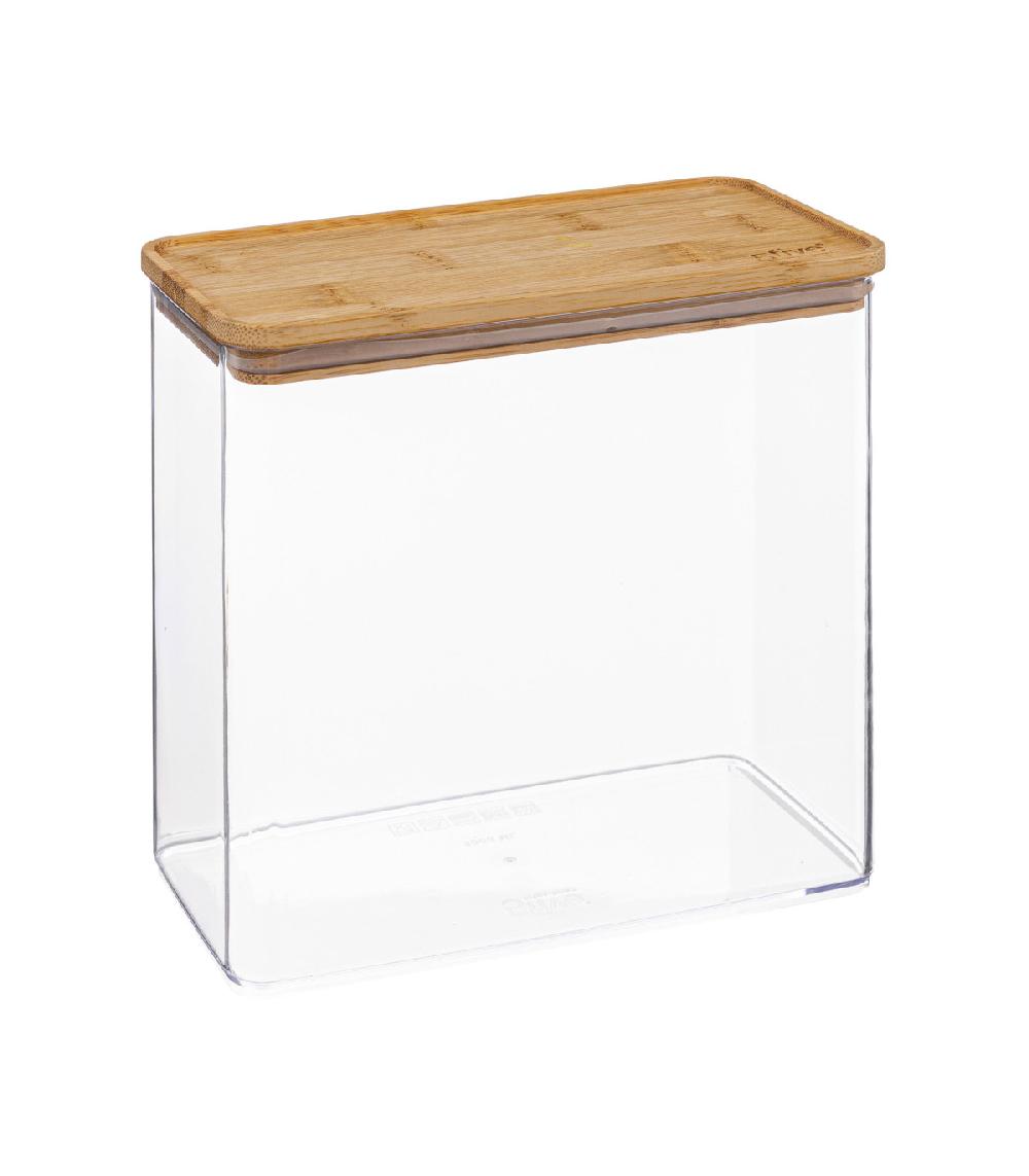wadiga Bocal cuisine rectangulaire en plastique avec bouchon bambou - 3L