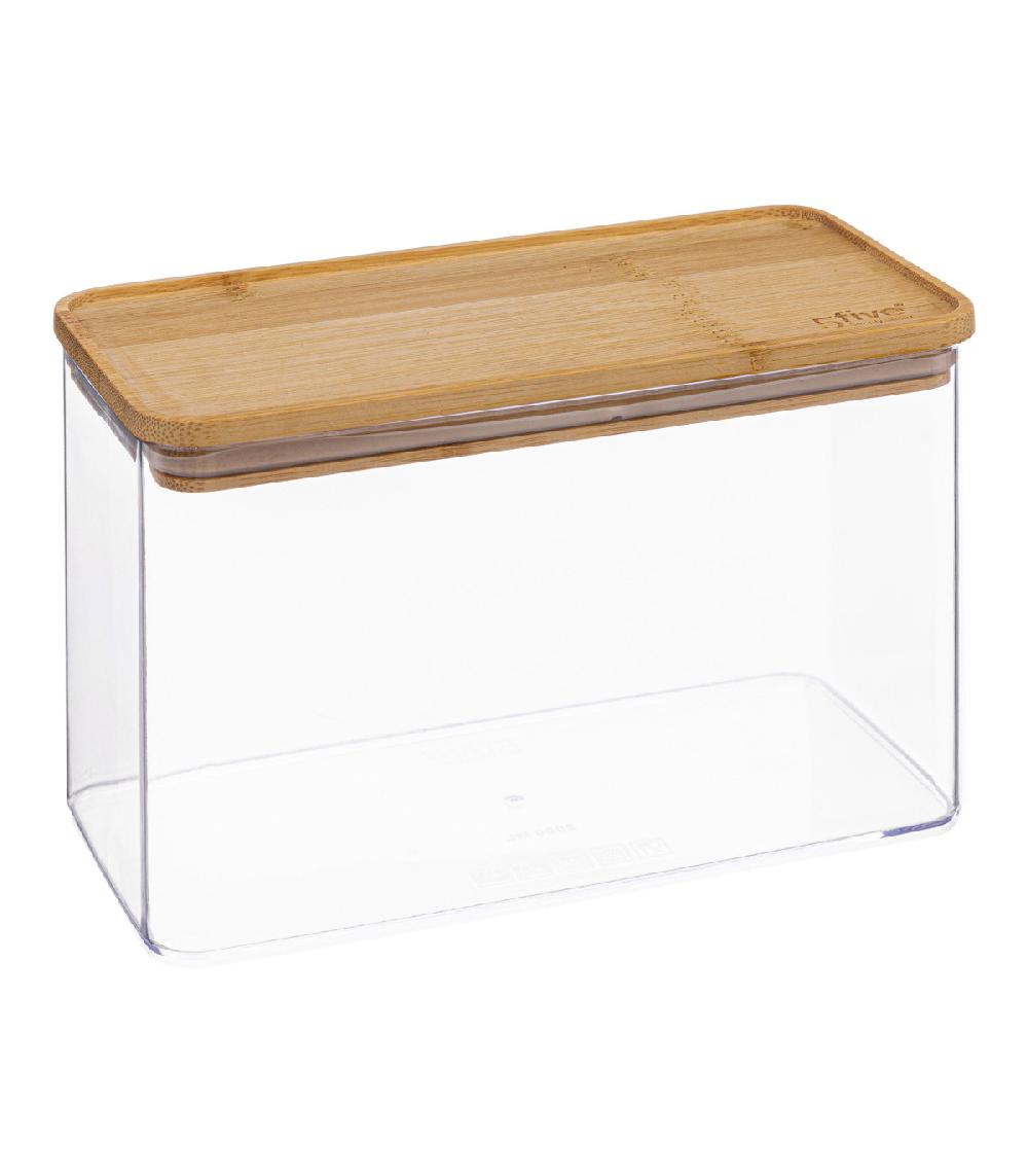 wadiga Bocal cuisine rectangulaire en plastique avec bouchon bambou - 2L