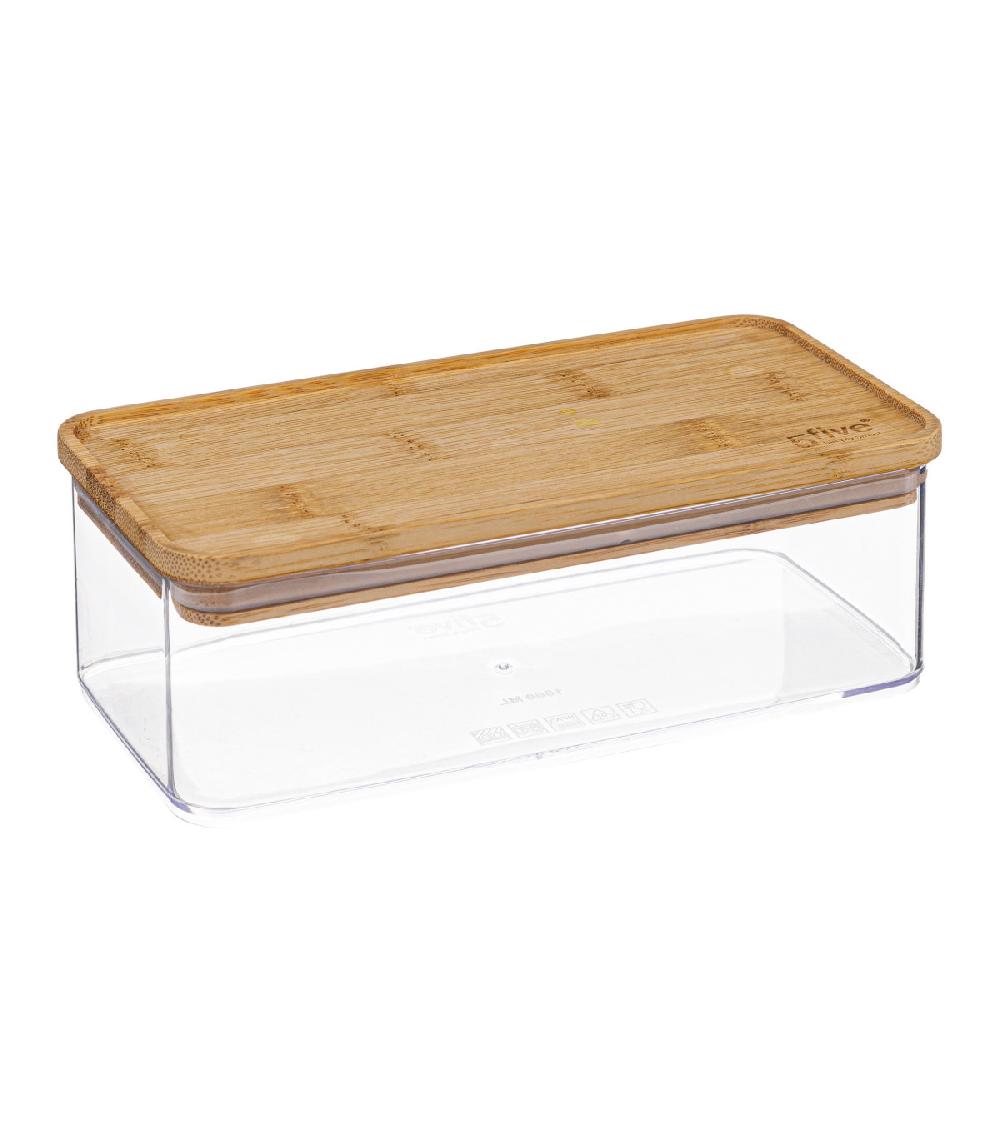 wadiga Bocal cuisine rectangulaire en plastique avec bouchon bambou - 1L