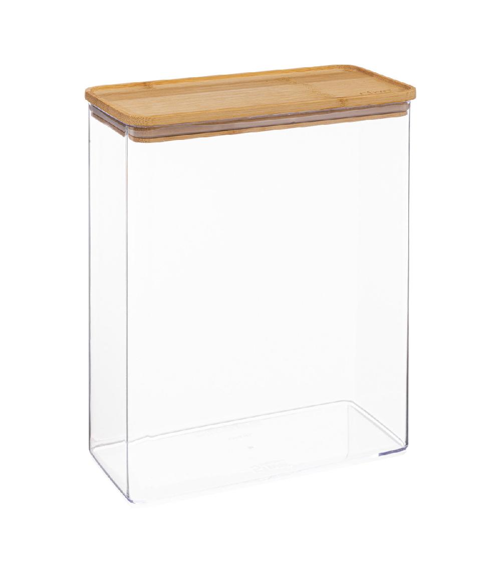 wadiga Bocal cuisine rectangulaire en plastique avec bouchon bambou - 4.3L