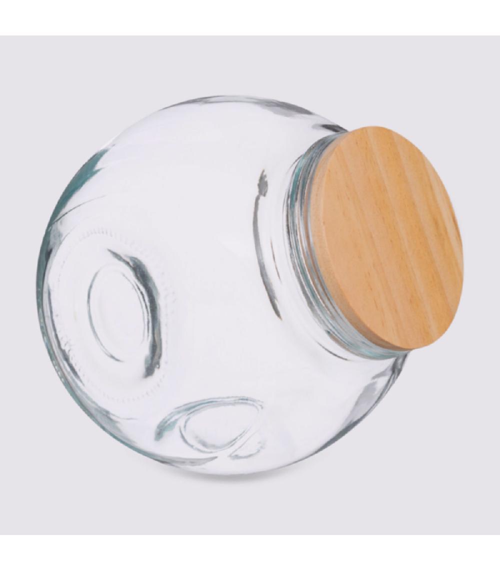 Wadiga Bocal Cuisine Rond Bonbonnière En Verre Avec Bouchon Bois - 2L