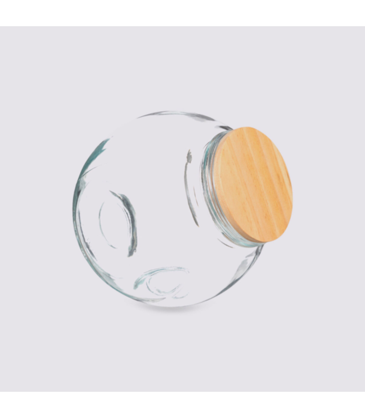Wadiga Bocal Cuisine Rond Bonbonnière En Verre Avec Bouchon Bois - 0.65L