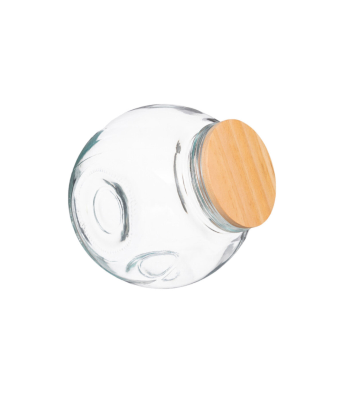 wadiga Bocal cuisine rond bonbonnière en verre avec bouchon bois - 0.65L