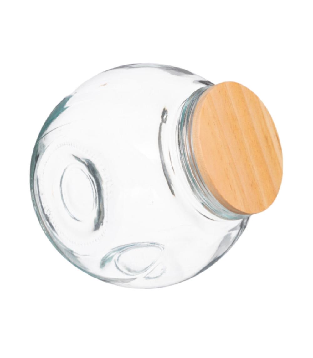 wadiga Bocal cuisine rond bonbonnière en verre avec bouchon bois - 1.5L