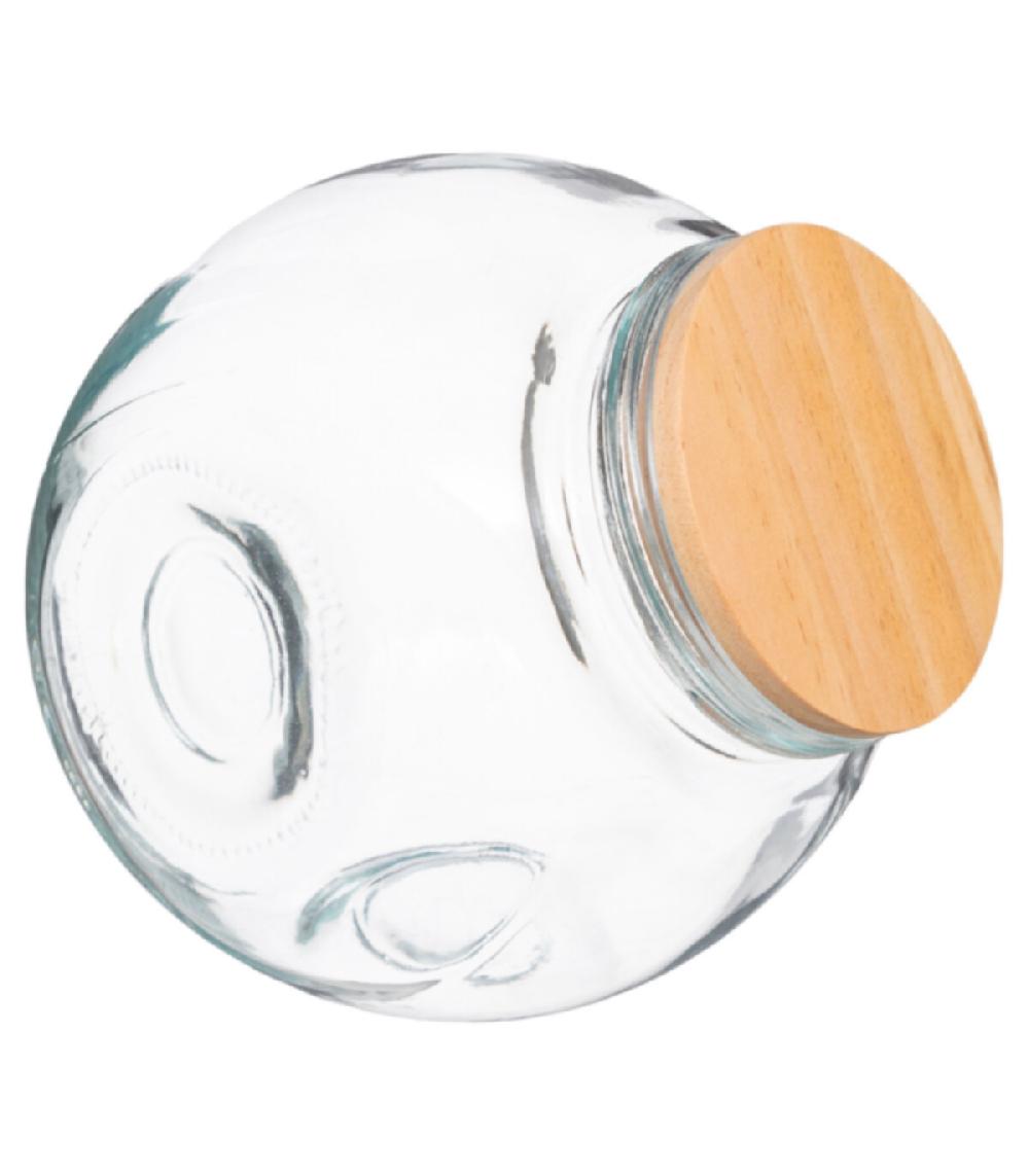 wadiga Bocal cuisine rond bonbonnière en verre avec bouchon bois - 2L