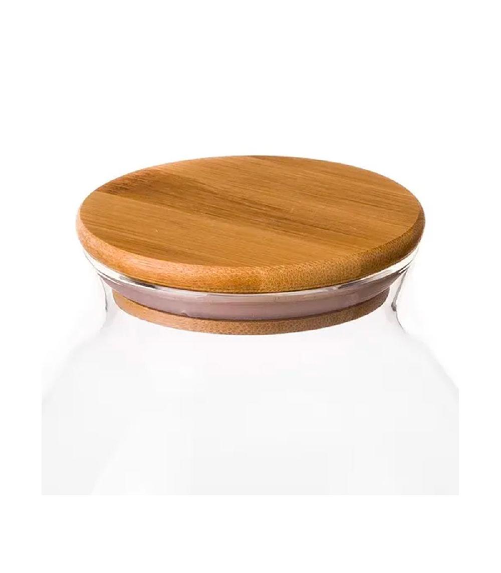 Wadiga Bocal Cuisine Rond En Verre Avec Bouchon Bambou 1000ml