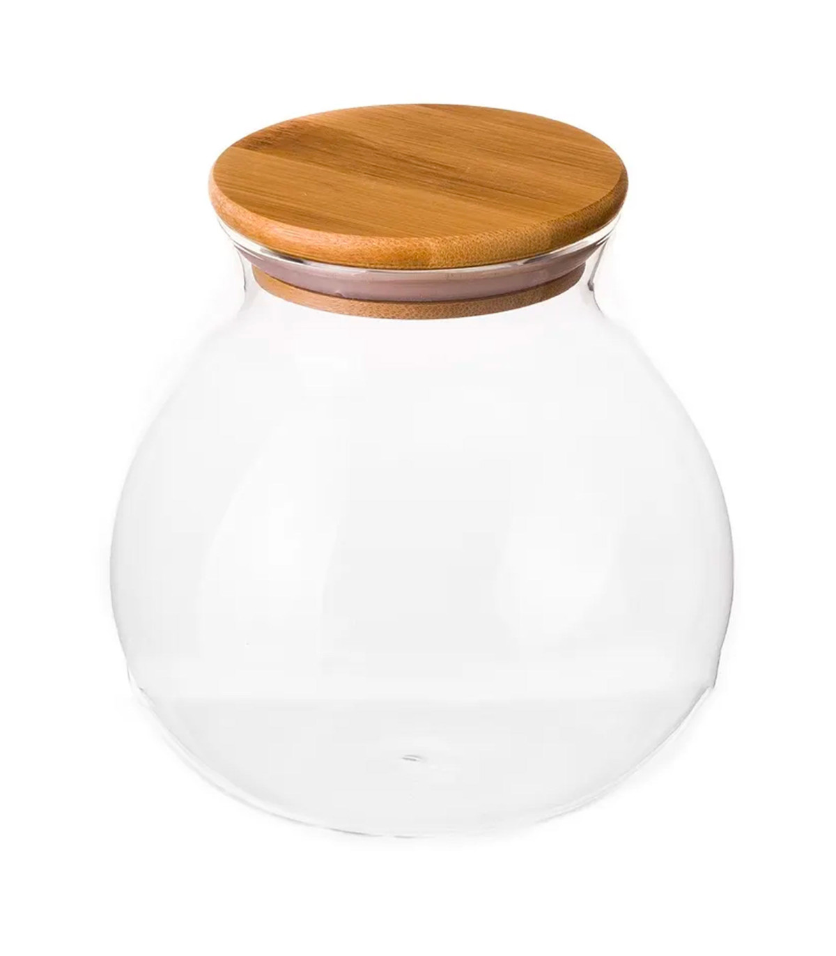 wadiga Bocal cuisine rond en verre avec bouchon bambou 1000ml