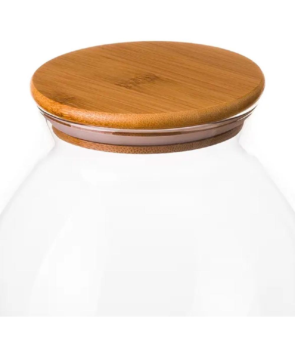 Wadiga Bocal Cuisine Rond En Verre Avec Bouchon Bambou 1700ml