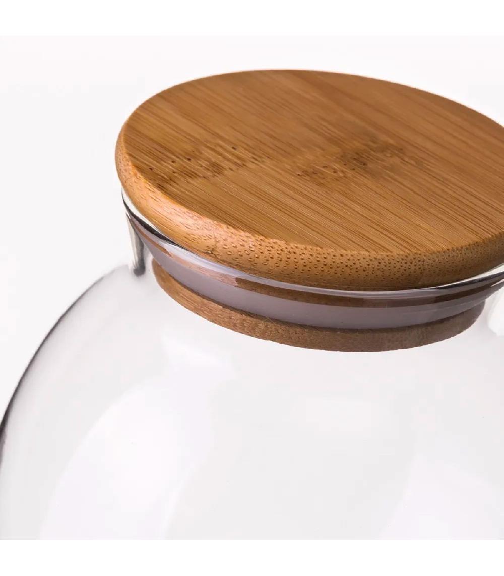 Wadiga Bocal Cuisine Rond En Verre Avec Bouchon Bambou 500ml