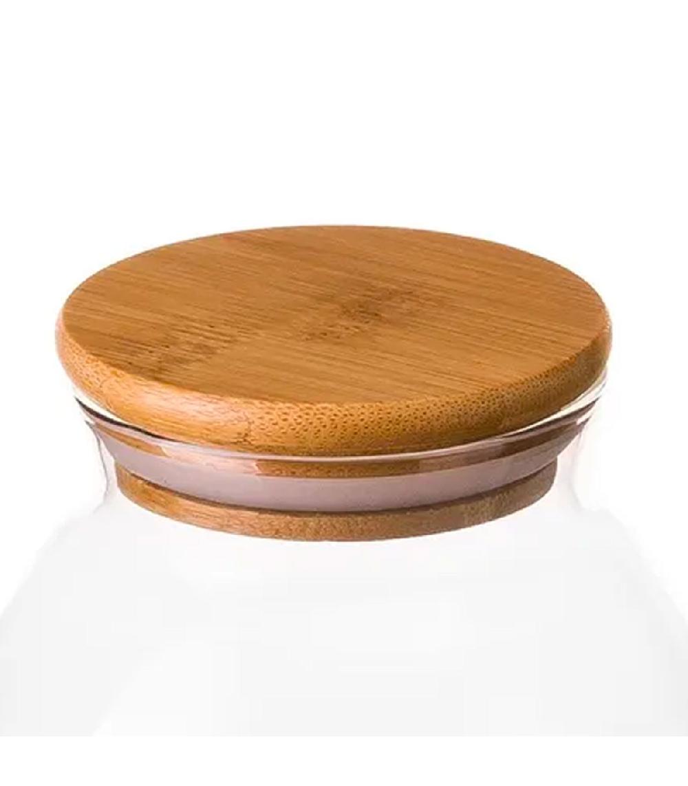 Wadiga Bocal Cuisine Rond En Verre Avec Bouchon Bambou 500ml