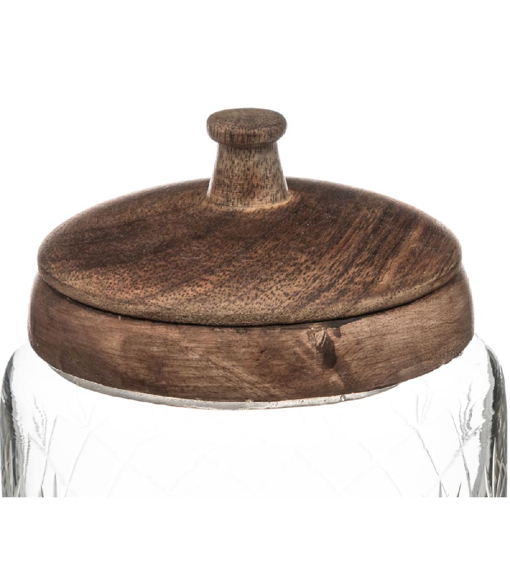 Wadiga Bocal Cuisine Rond En Verre Avec Bouchon Bois Manguier - 0.7L