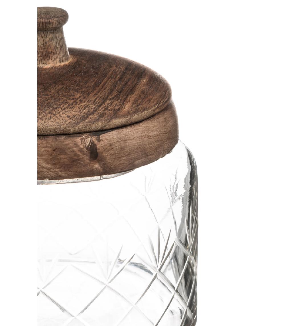 Wadiga Bocal Cuisine Rond En Verre Avec Bouchon Bois Manguier - 0.7L