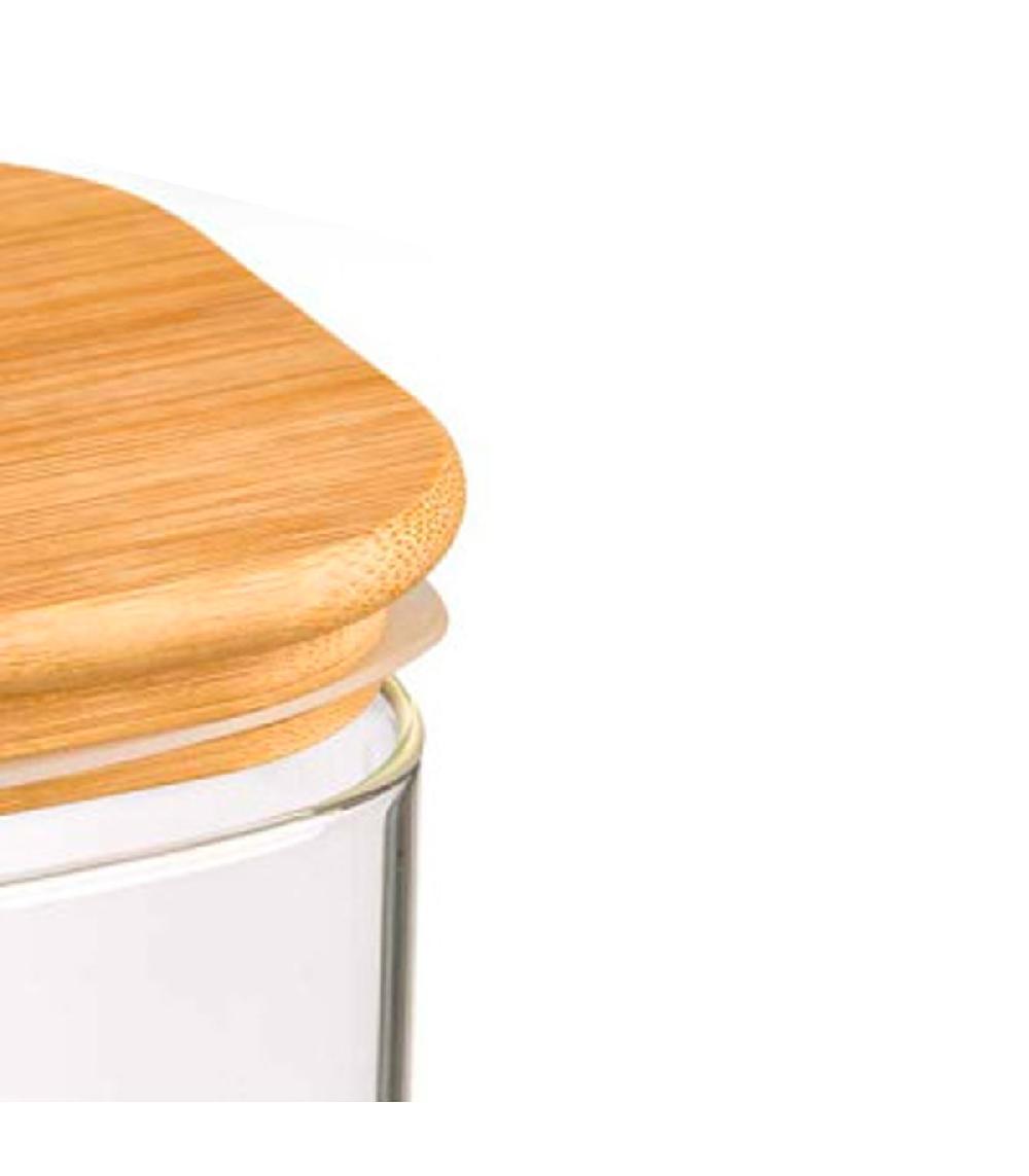 Wadiga Bocal En Verre Carré Avec Bouchon Hermétique Bambou Pasta 1.2L