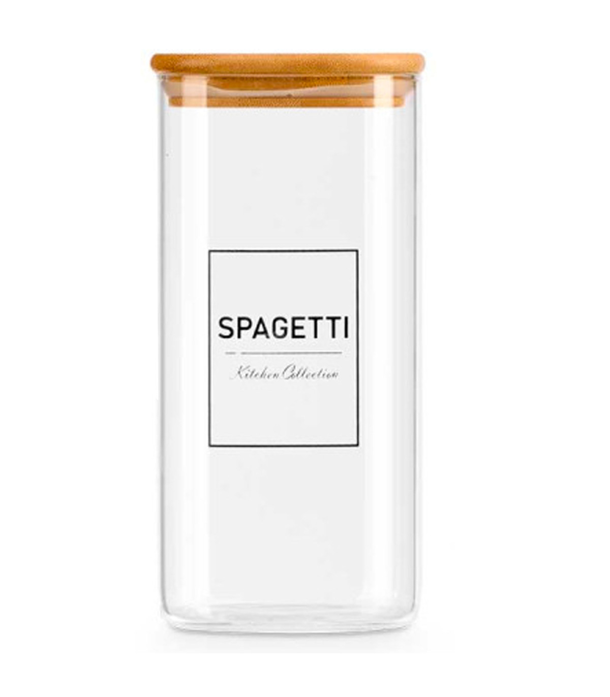 wadiga Bocal en verre carré avec bouchon hermétique bambou spagetti 2.1L