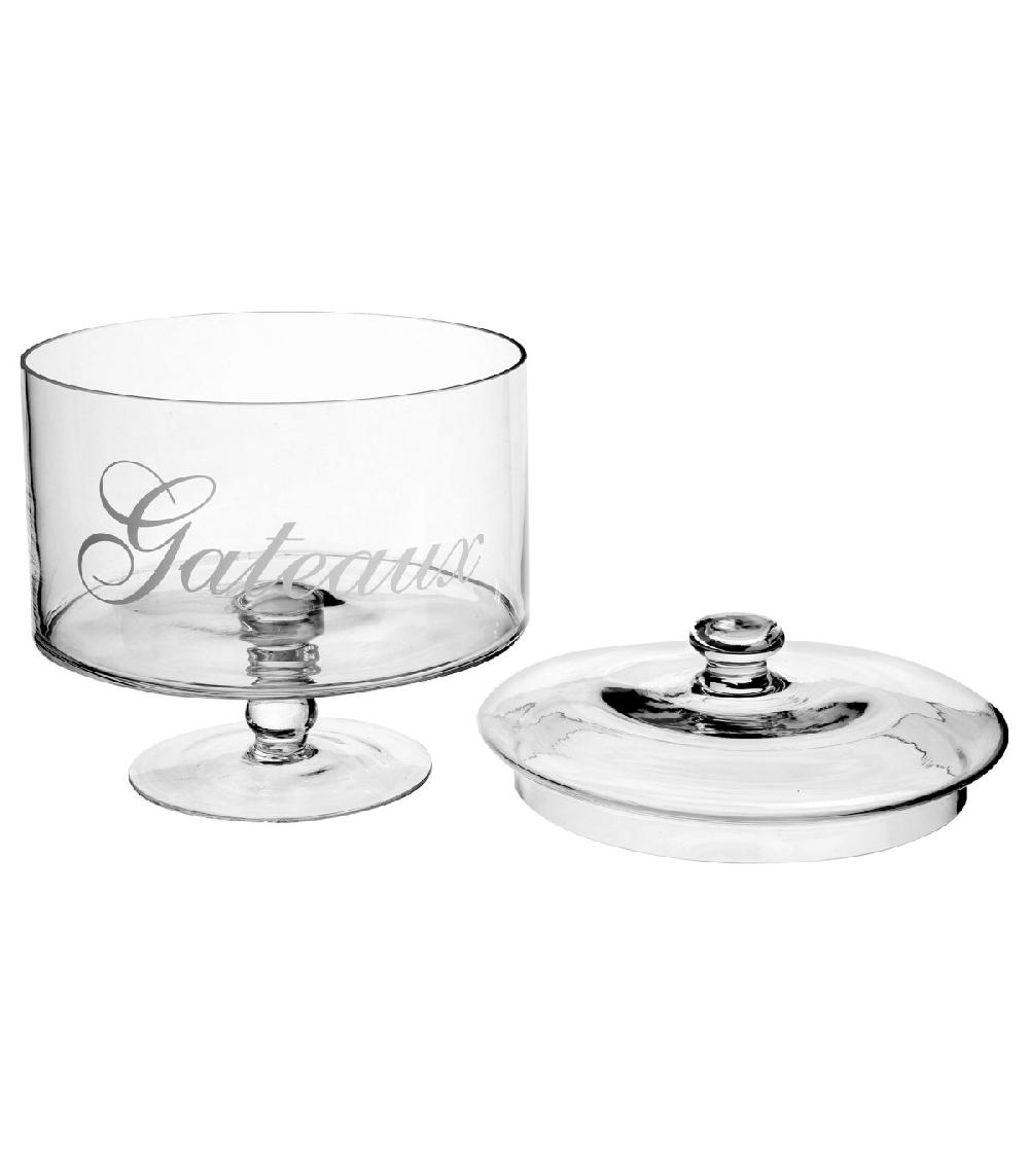 Wadiga Bocal Gâteaux En Verre Sur Pied Avec Couvercle - 18.5x18.5x20cm