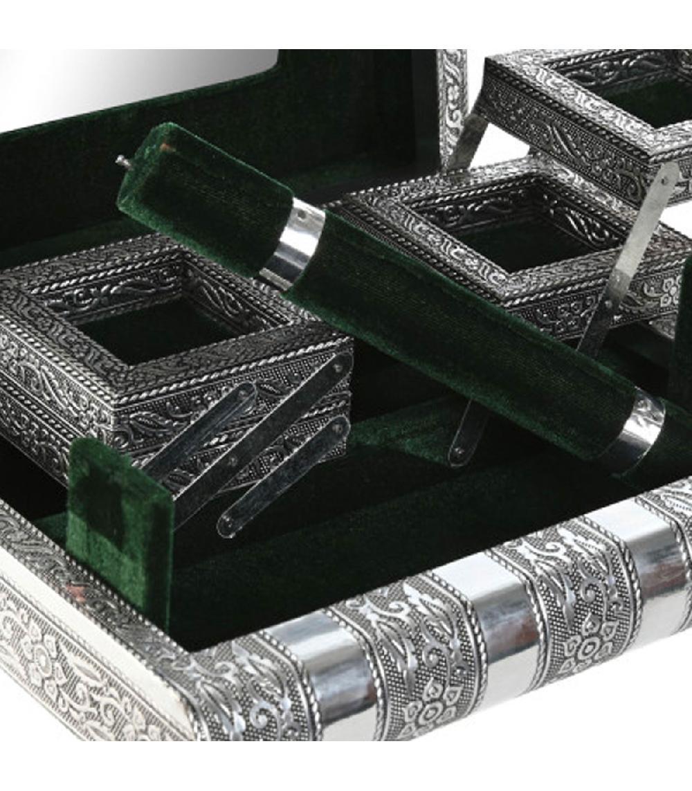 Wadiga Boîte à Bijoux Articulé En Métal Argenté 22.5x18.7x7.5cm