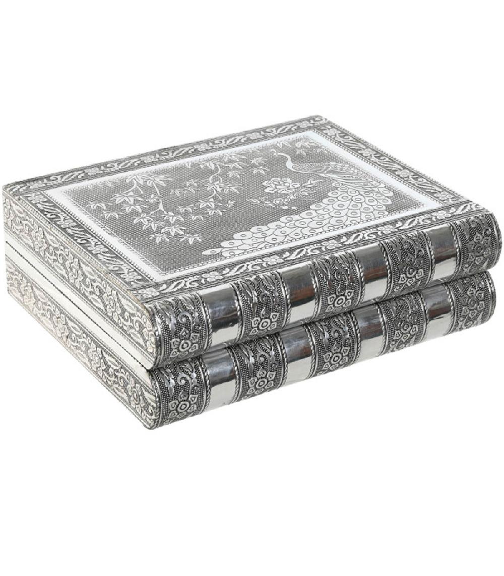 Wadiga Boîte à Bijoux Articulé En Métal Argenté 22.5x18.7x7.5cm