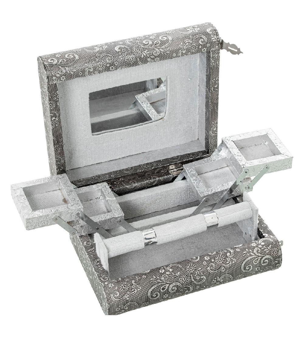Wadiga Boîte à Bijoux Articulée En Métal Argenté 23x19x9cm