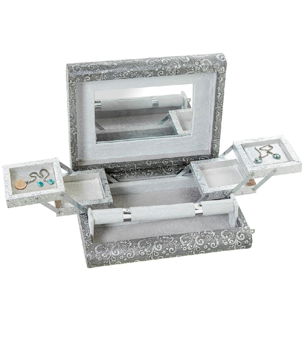 Wadiga Boîte à Bijoux Articulée En Métal Argenté 27x21x7cm