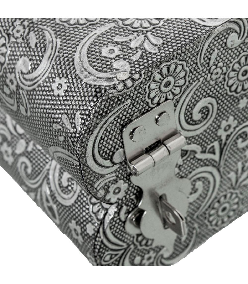 Wadiga Boîte à Bijoux Articulée En Métal Argenté 27x21x7cm