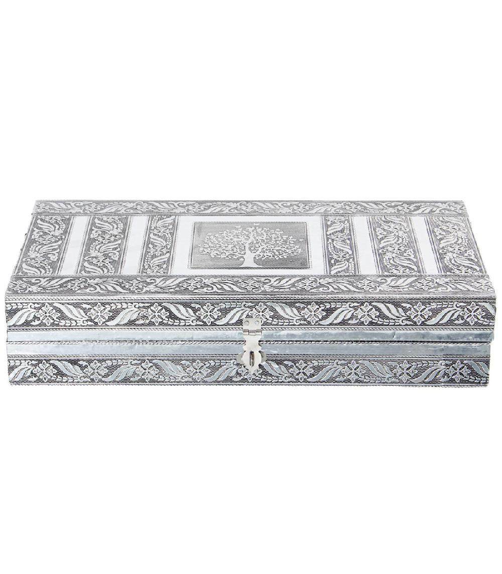 Wadiga Boîte à Bijoux Articulée En Métal Argenté 38x20x8cm