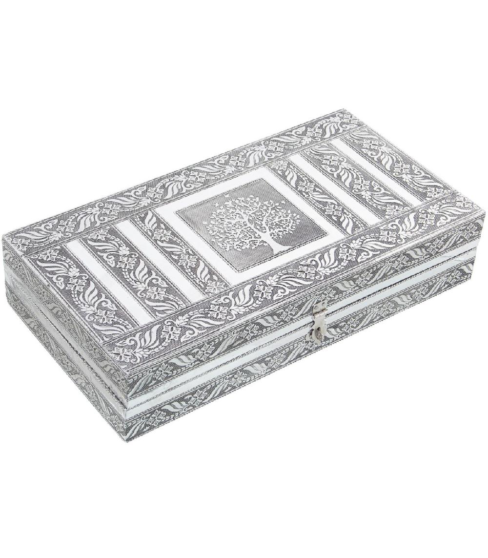 wadiga Boîte à bijoux articulée en métal argenté 38x20x8cm wadiga Boîte à bijoux articulée en métal argenté 38x20x8cm