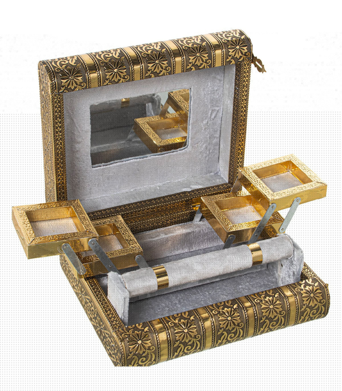 Wadiga Boîte à Bijoux Articulée En Métal Doré 23x19x9cm