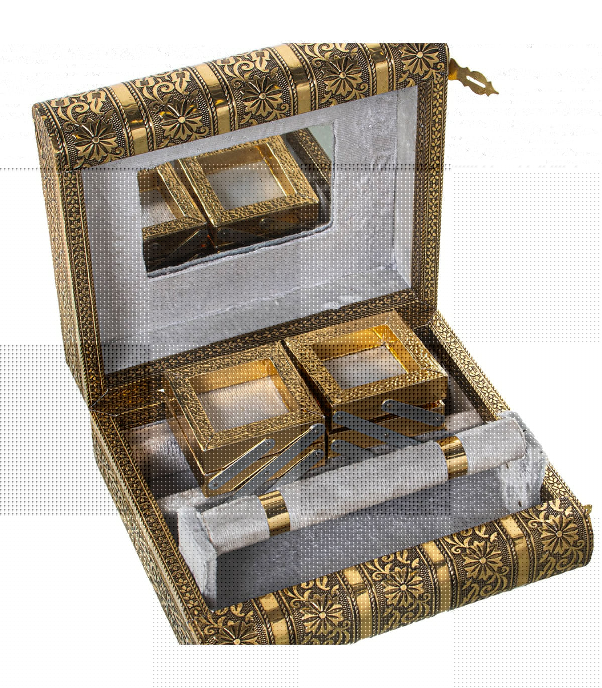 Wadiga Boîte à Bijoux Articulée En Métal Doré 23x19x9cm