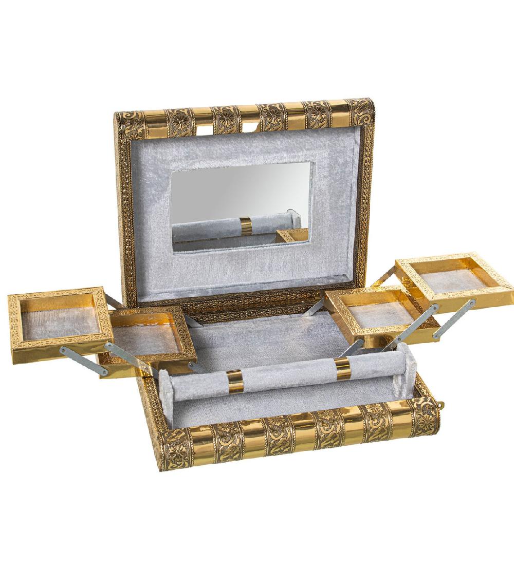 Wadiga Boîte à Bijoux Articulée En Métal Doré 27x21x7cm