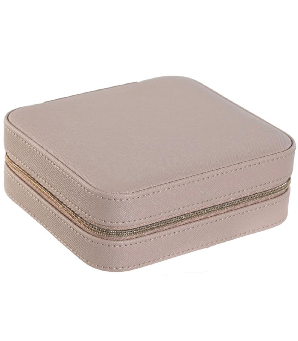 Wadiga Boîte à Bijoux De Voyage Rose Pâle 13x14x5cm