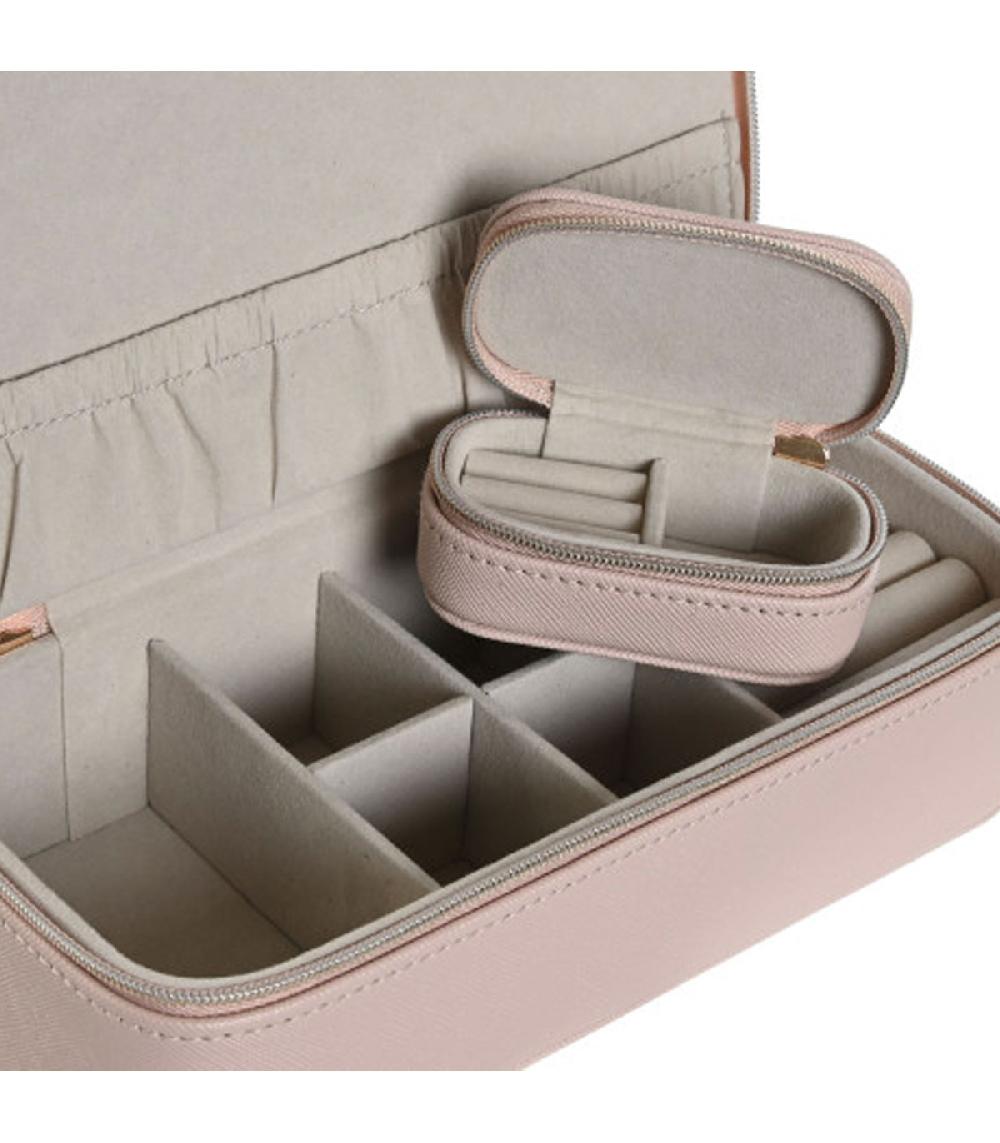 Wadiga Boîte à Bijoux De Voyage Rose Pâle 20.5x10x6cm