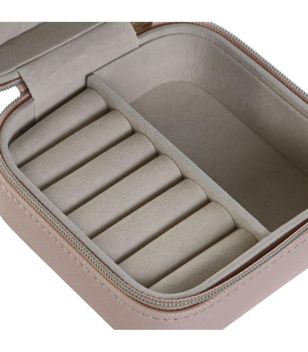 Wadiga Boîte à Bijoux De Voyage Rose Pâle 9.5x9.5x5cm