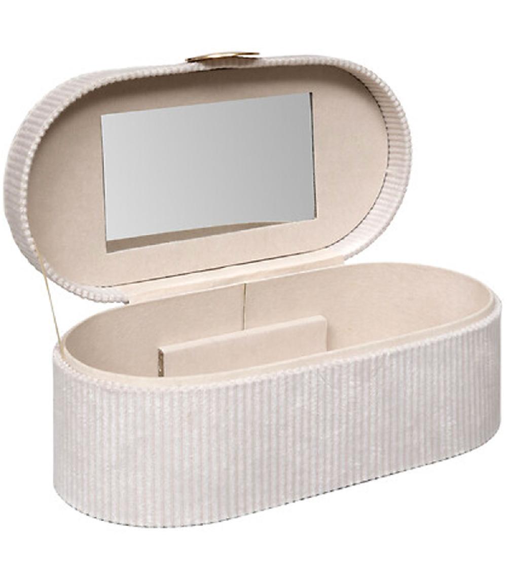 Wadiga Boîte à Bijoux De Voyage Velours Côtelé Blanc 13x10x25.5cm