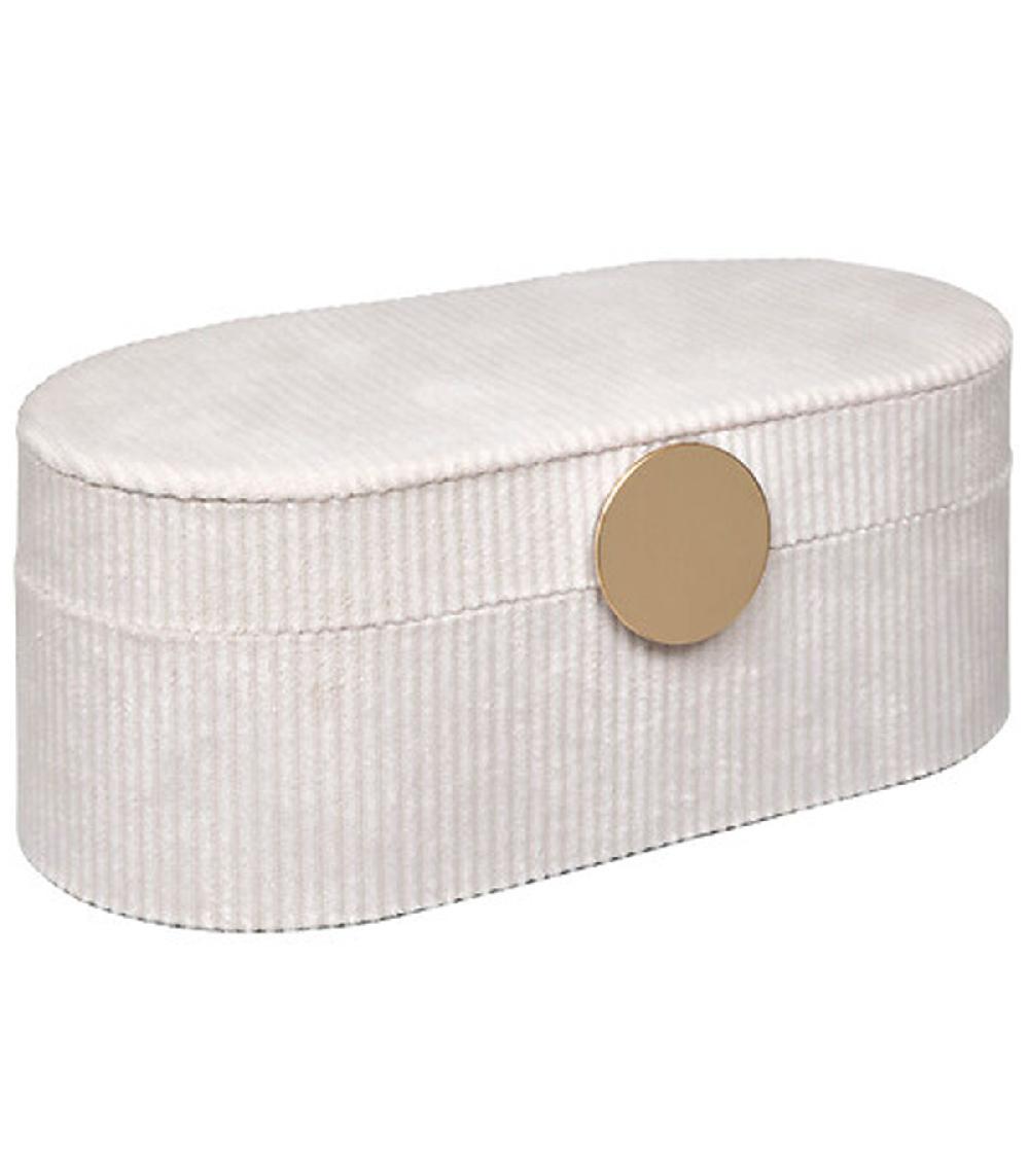 wadiga Boîte à bijoux de voyage velours côtelé blanc 13x10x25.5cm