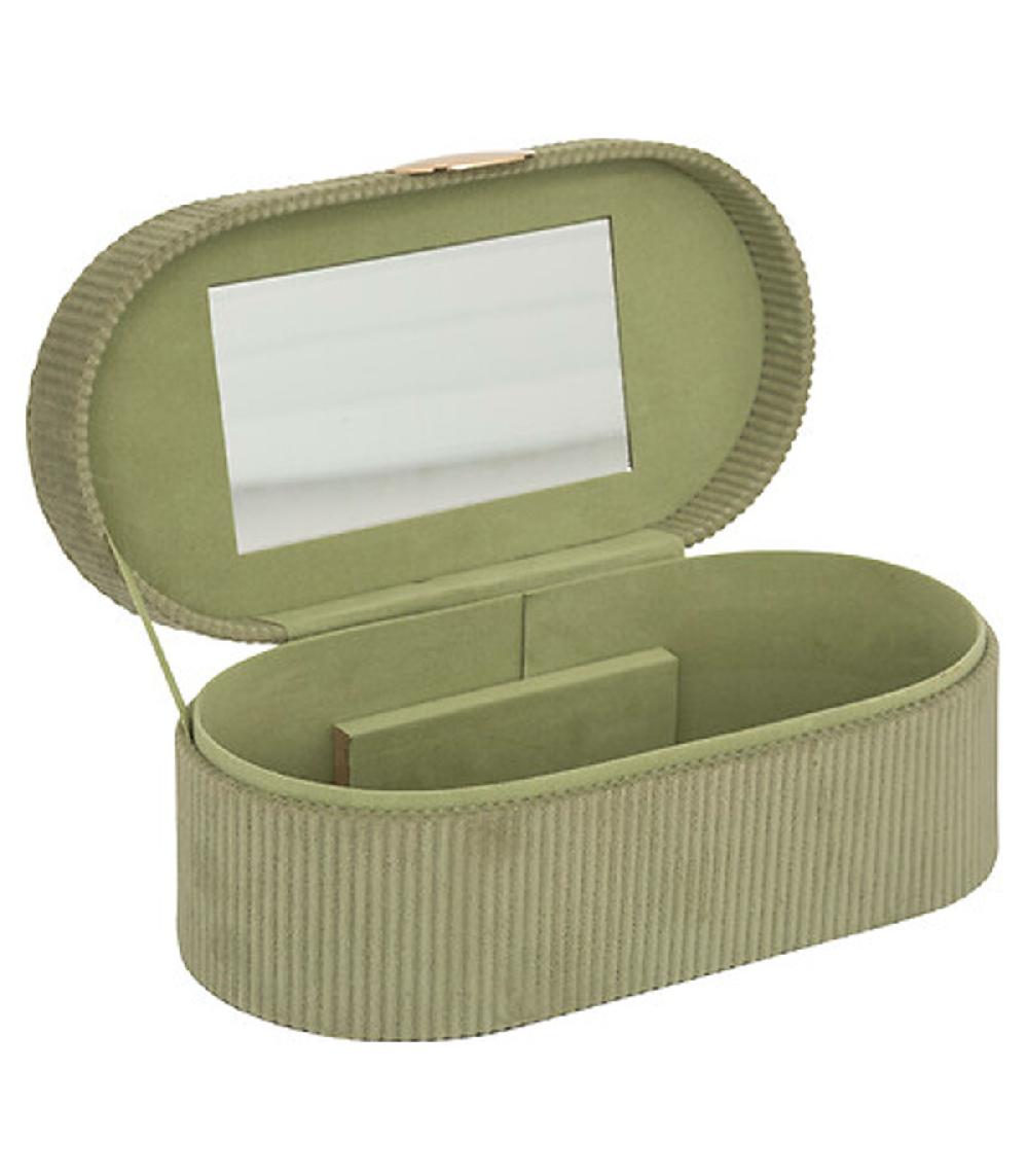Wadiga Boîte à Bijoux De Voyage Velours Côtelé Vert 13x10x25.5cm