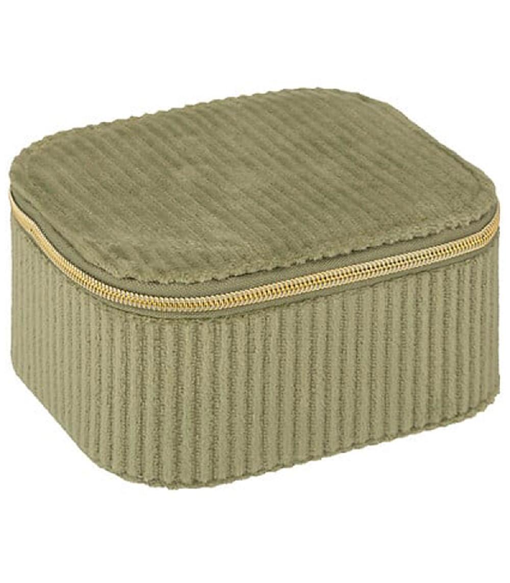 wadiga Boîte à bijoux de voyage velours côtelé vert 9x5.5x11cm