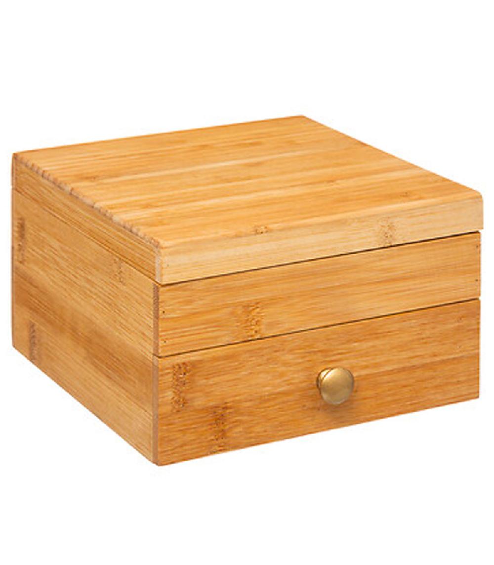 wadiga Boîte à bijoux en bambou avec miroir 15x15x9.5cm