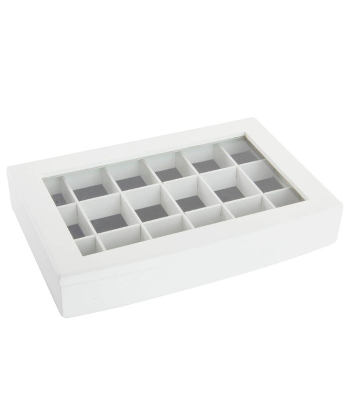 Wadiga Boîte à Bijoux En Bois Blanc 18 Compartiments 30x20x5cm