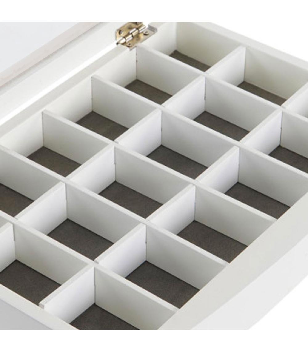 Wadiga Boîte à Bijoux En Bois Blanc 18 Compartiments 30x20x5cm