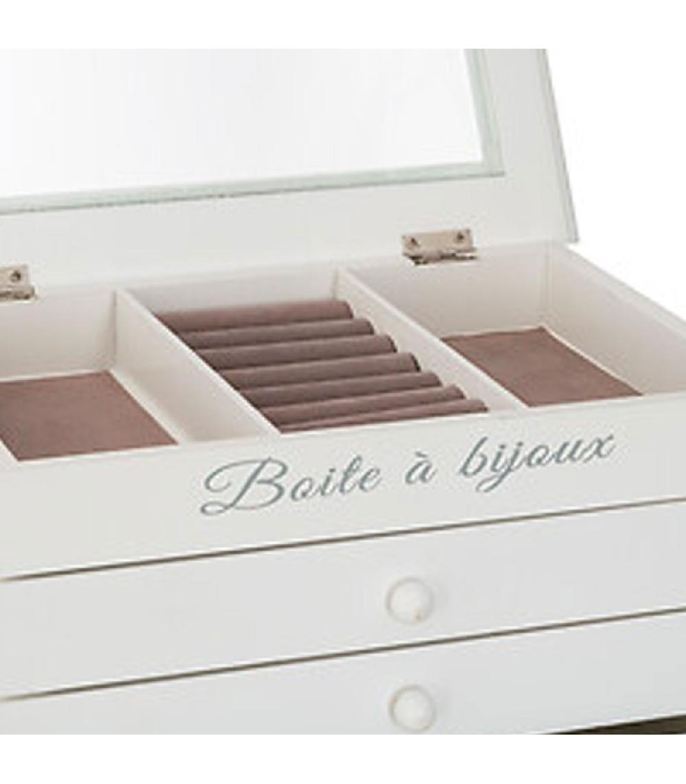 Wadiga Boîte à Bijoux En Bois Blanc 3 Tiroirs 25x17x15cm