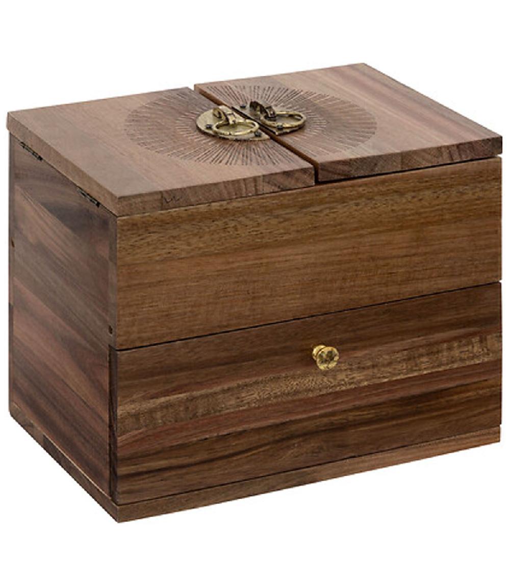 wadiga Boîte à bijoux en bois d'acacia 16.5x14x20cm
