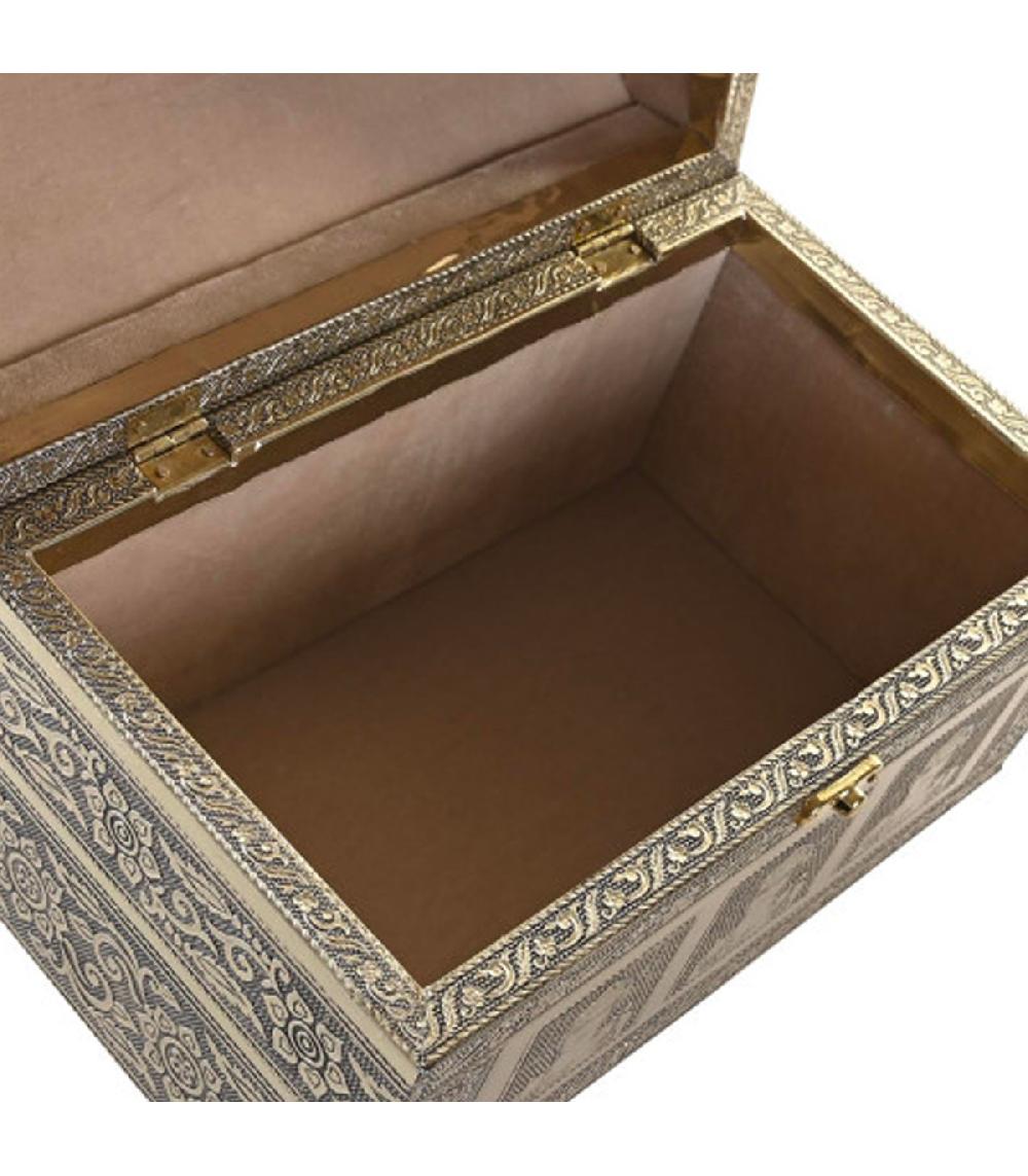 Wadiga Boîte à Bijoux En Bois Et Aluminium Doré 25x15.5x18cm