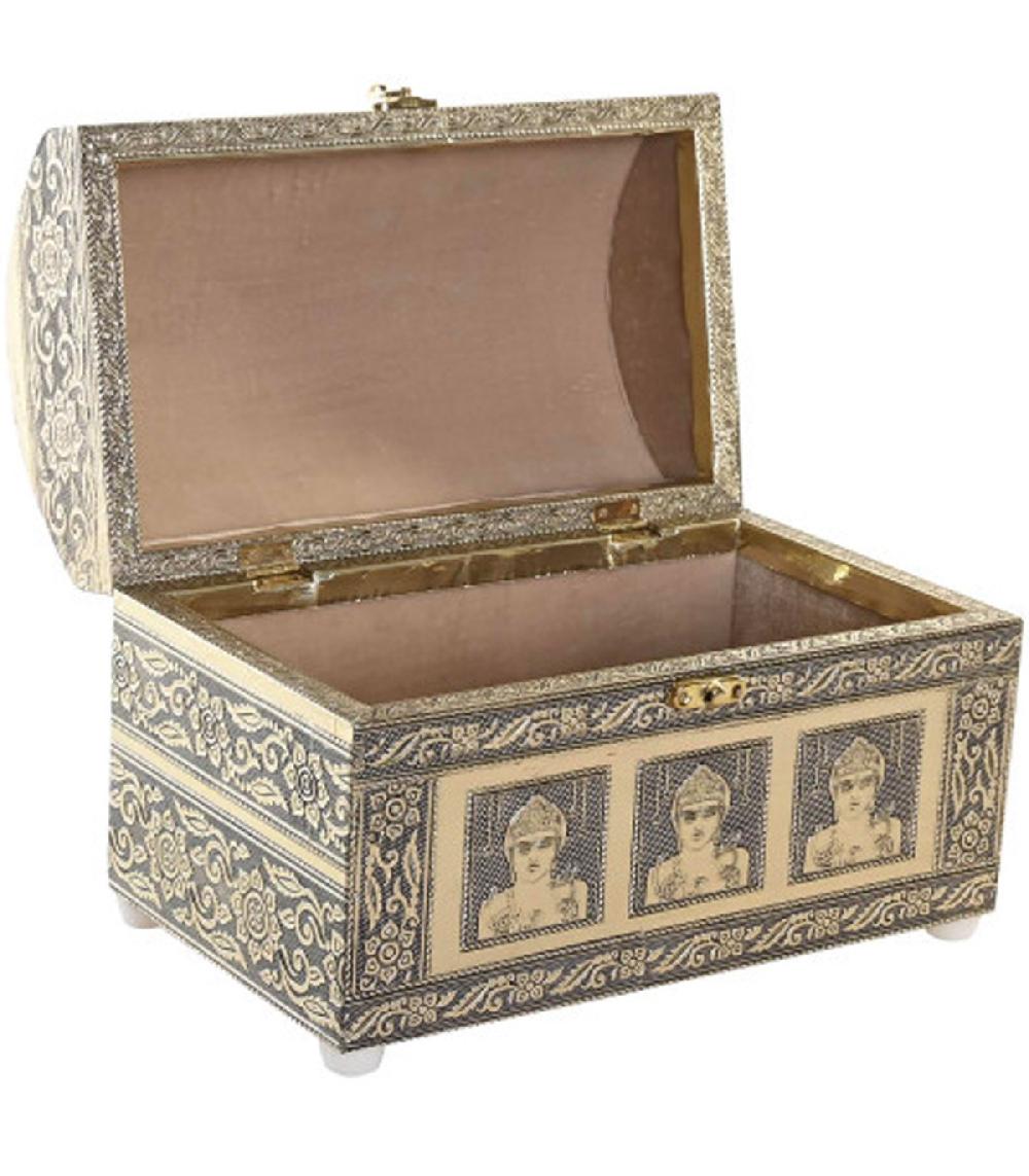 wadiga Boîte à bijoux en bois et aluminium doré 25x15.5x18cm