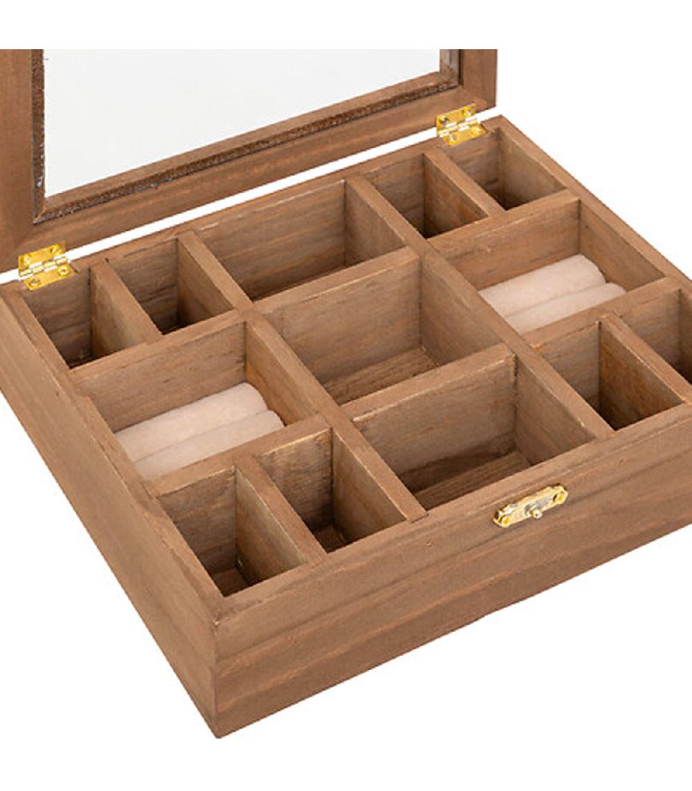 Wadiga Boîte à Bijoux En Bois Et Verre 20.5x5.3x15cm