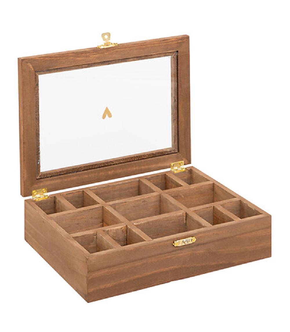 Wadiga Boîte à Bijoux En Bois Et Verre 20.5x5.3x15cm