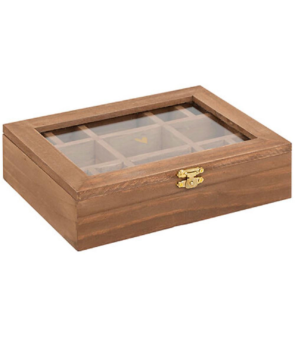 wadiga Boîte à bijoux en bois et verre 20.5x5.3x15cm